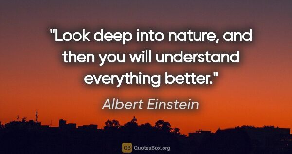 Albert Einstein quote: "Look deep into nature, and then you will understand everything..."