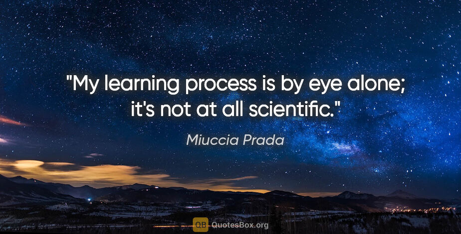 Miuccia Prada quote: "My learning process is by eye alone; it's not at all scientific."
