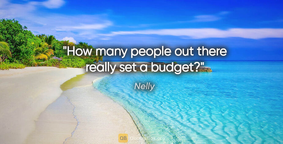 Nelly quote: "How many people out there really set a budget?"