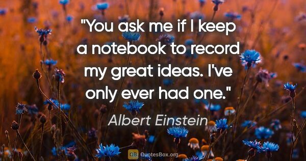 Albert Einstein quote: "You ask me if I keep a notebook to record my great ideas. I've..."