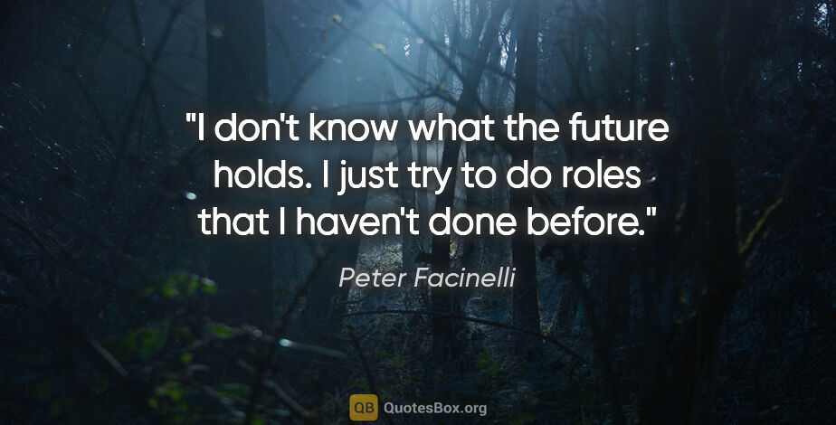 Peter Facinelli quote: "I don't know what the future holds. I just try to do roles..."
