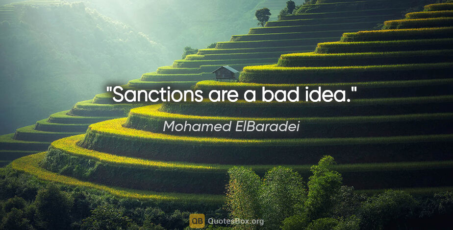 Mohamed ElBaradei quote: "Sanctions are a bad idea."
