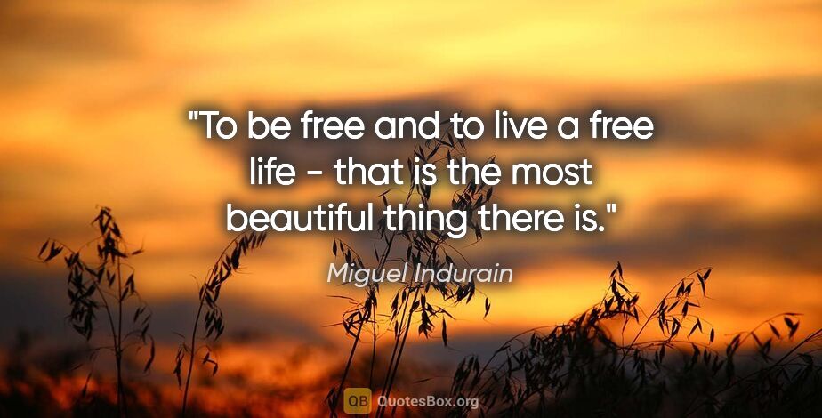 Miguel Indurain quote: "To be free and to live a free life - that is the most..."