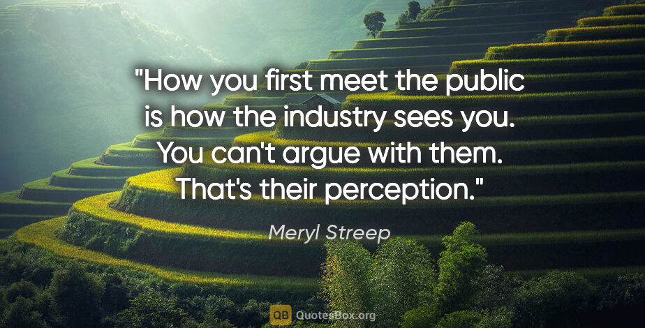 Meryl Streep quote: "How you first meet the public is how the industry sees you...."