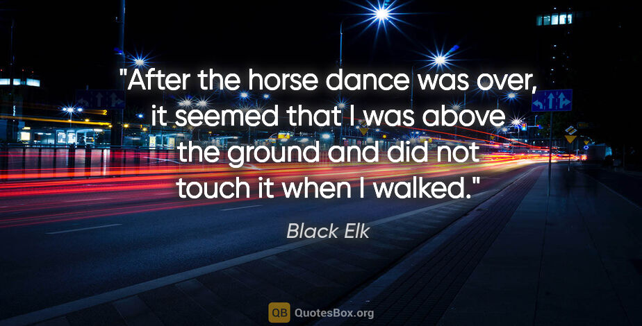 Black Elk quote: "After the horse dance was over, it seemed that I was above the..."