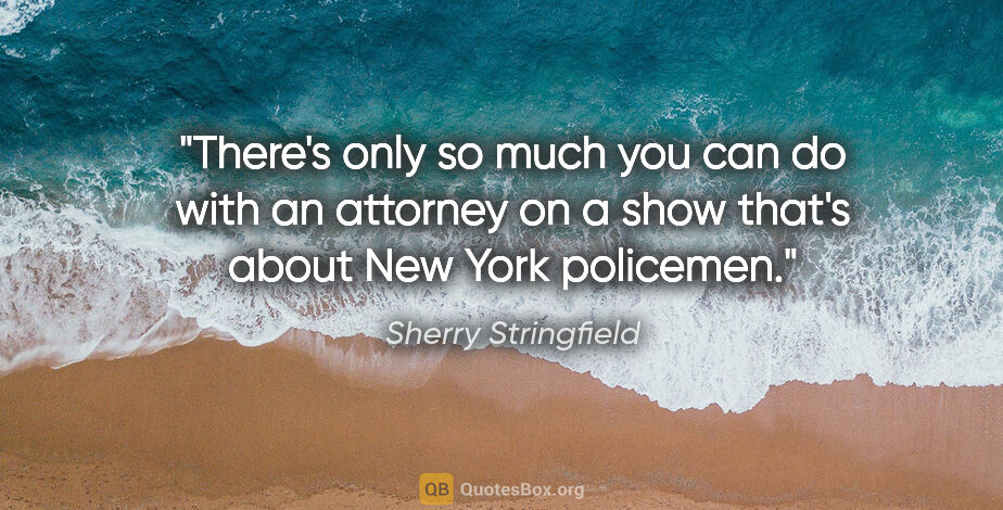 Sherry Stringfield quote: "There's only so much you can do with an attorney on a show..."