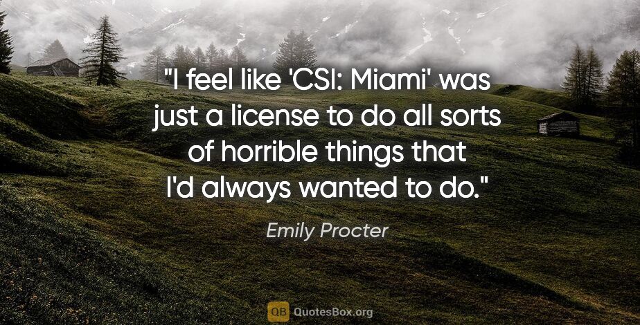 Emily Procter quote: "I feel like 'CSI: Miami' was just a license to do all sorts of..."