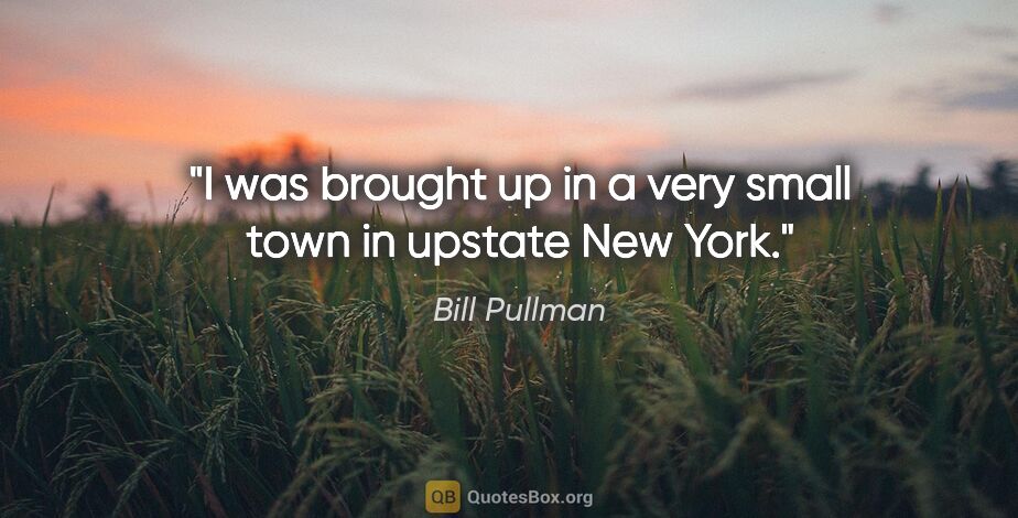 Bill Pullman quote: "I was brought up in a very small town in upstate New York."