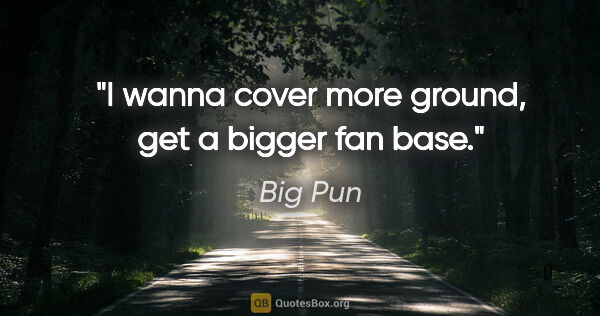 Big Pun quote: "I wanna cover more ground, get a bigger fan base."