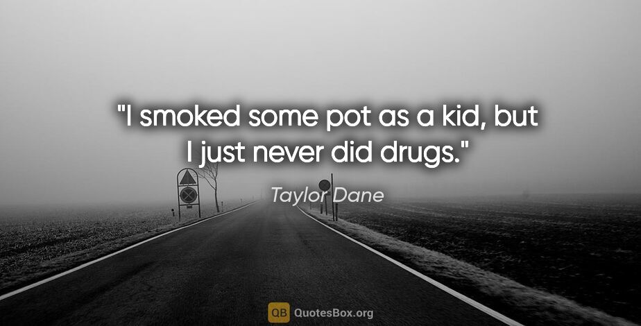 Taylor Dane quote: "I smoked some pot as a kid, but I just never did drugs."