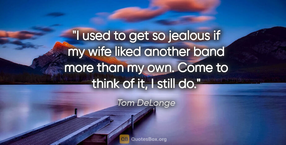 Tom DeLonge quote: "I used to get so jealous if my wife liked another band more..."