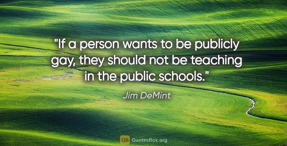Jim DeMint quote: "If a person wants to be publicly gay, they should not be..."
