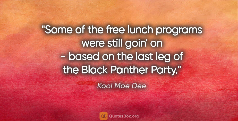 Kool Moe Dee quote: "Some of the free lunch programs were still goin' on - based on..."