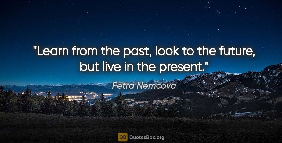 Petra Nemcova quote: "Learn from the past, look to the future, but live in the present."