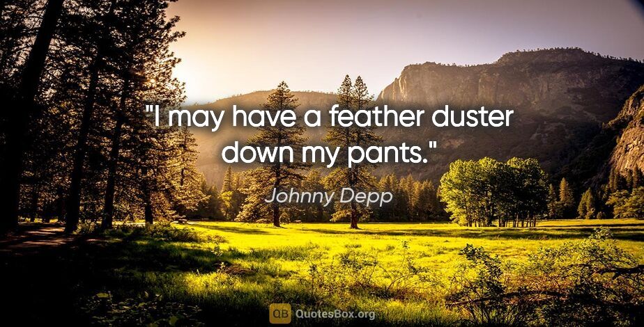 Johnny Depp quote: "I may have a feather duster down my pants."