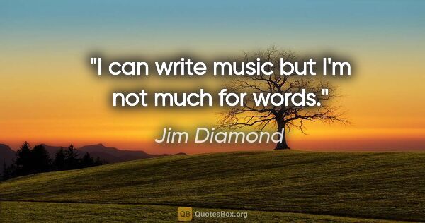 Jim Diamond quote: "I can write music but I'm not much for words."