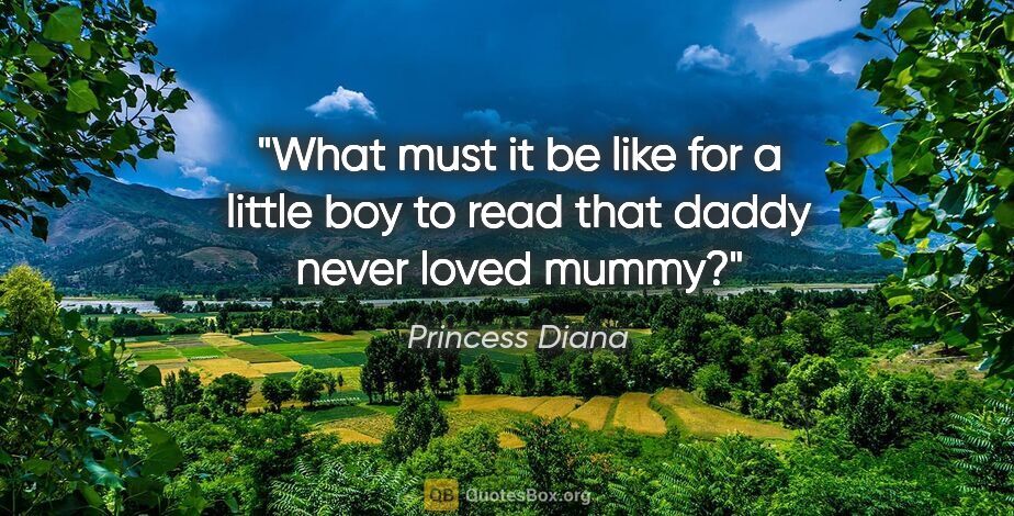 Princess Diana quote: "What must it be like for a little boy to read that daddy never..."