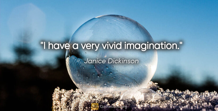 Janice Dickinson quote: "I have a very vivid imagination."