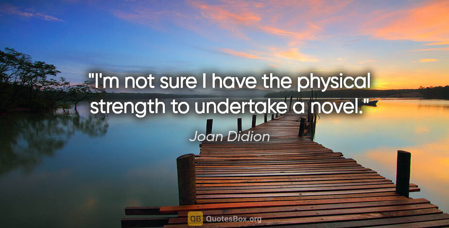 Joan Didion quote: "I'm not sure I have the physical strength to undertake a novel."