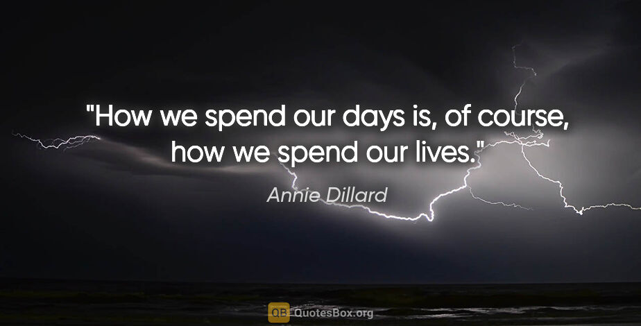 Annie Dillard quote: "How we spend our days is, of course, how we spend our lives."