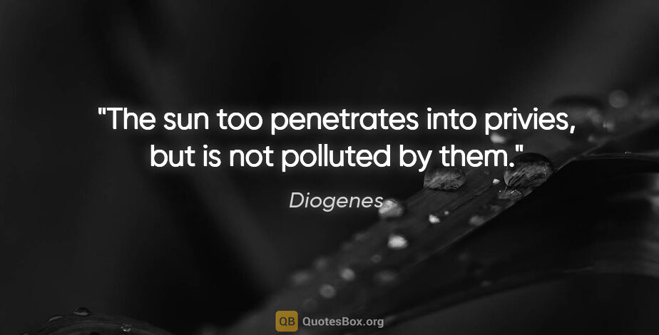 Diogenes quote: "The sun too penetrates into privies, but is not polluted by them."
