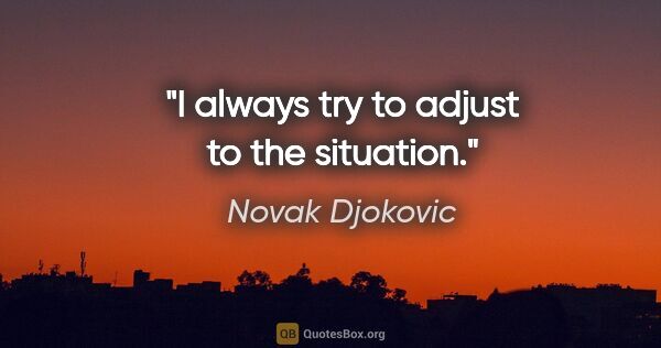 Novak Djokovic quote: "I always try to adjust to the situation."