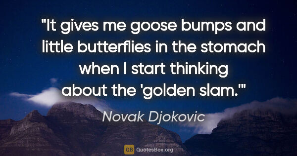 Novak Djokovic quote: "It gives me goose bumps and little butterflies in the stomach..."