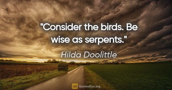 Hilda Doolittle quote: "Consider the birds. Be wise as serpents."