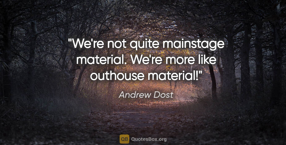 Andrew Dost quote: "We're not quite mainstage material. We're more like outhouse..."