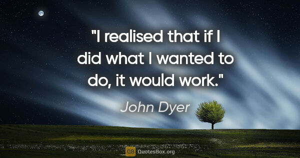John Dyer quote: "I realised that if I did what I wanted to do, it would work."