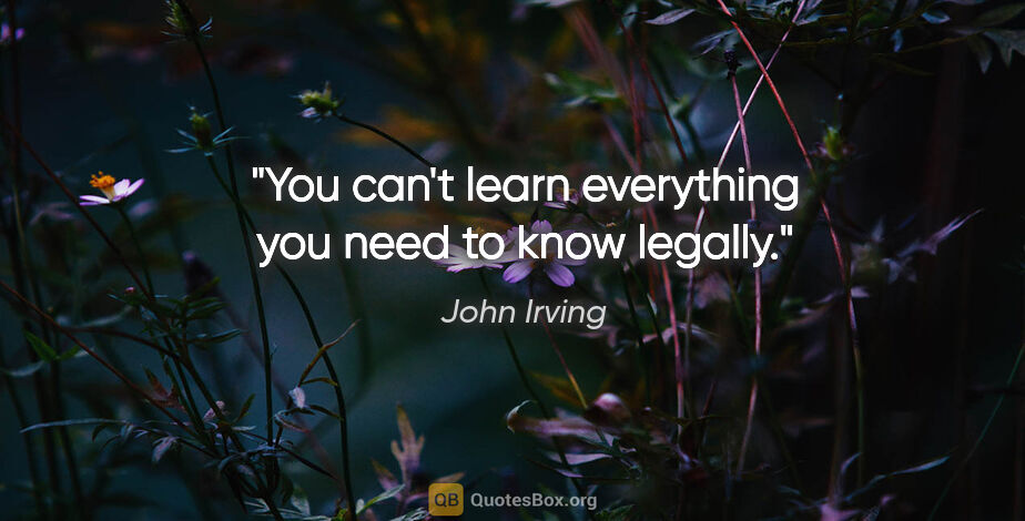 John Irving quote: "You can't learn everything you need to know legally."