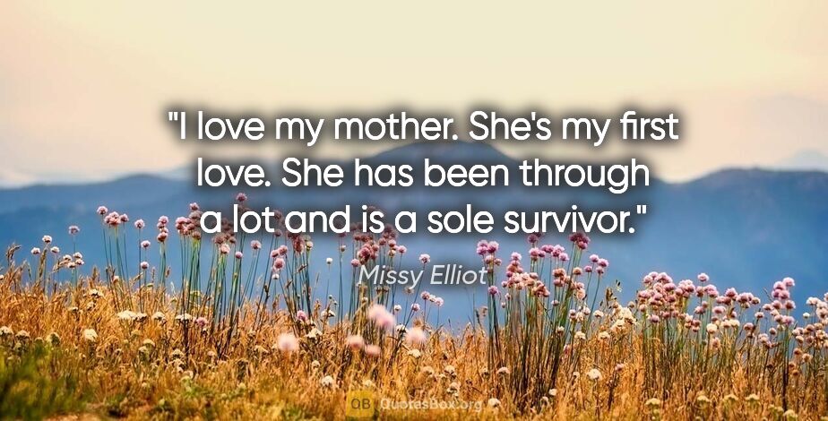 Missy Elliot quote: "I love my mother. She's my first love. She has been through a..."