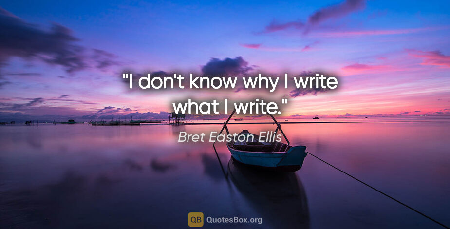 Bret Easton Ellis quote: "I don't know why I write what I write."