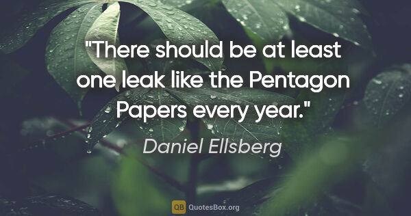 Daniel Ellsberg quote: "There should be at least one leak like the Pentagon Papers..."