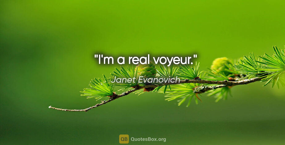 Janet Evanovich quote: "I'm a real voyeur."