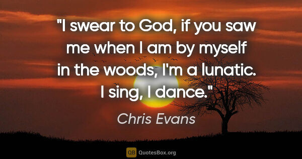 Chris Evans quote: "I swear to God, if you saw me when I am by myself in the..."