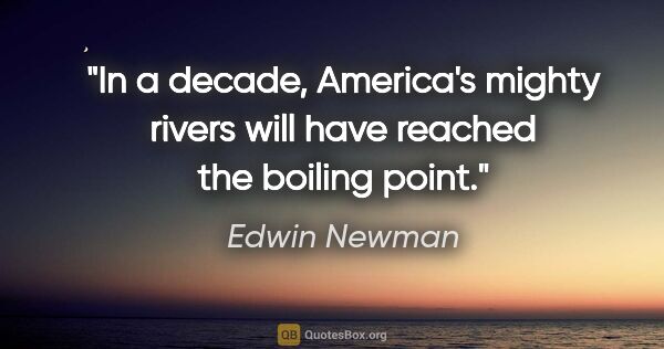 Edwin Newman quote: "In a decade, America's mighty rivers will have reached the..."