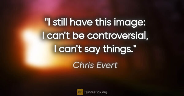 Chris Evert quote: "I still have this image: I can't be controversial, I can't say..."