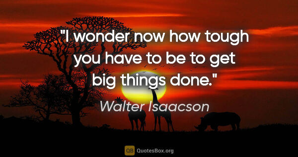 Walter Isaacson quote: "I wonder now how tough you have to be to get big things done."