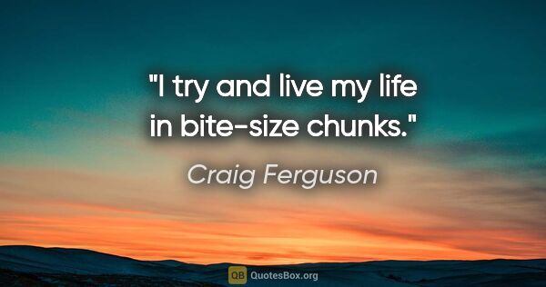 Craig Ferguson quote: "I try and live my life in bite-size chunks."