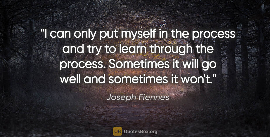 Joseph Fiennes quote: "I can only put myself in the process and try to learn through..."
