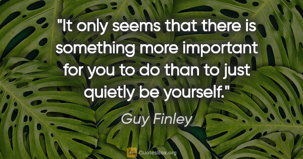 Guy Finley quote: "It only seems that there is something more important for you..."