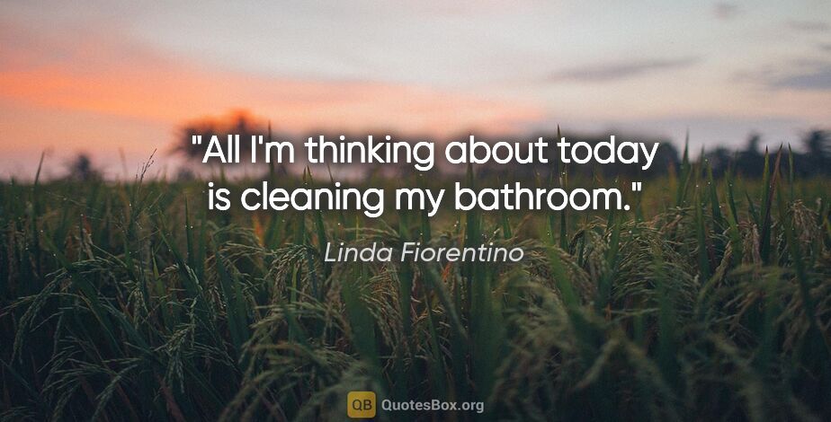 Linda Fiorentino quote: "All I'm thinking about today is cleaning my bathroom."