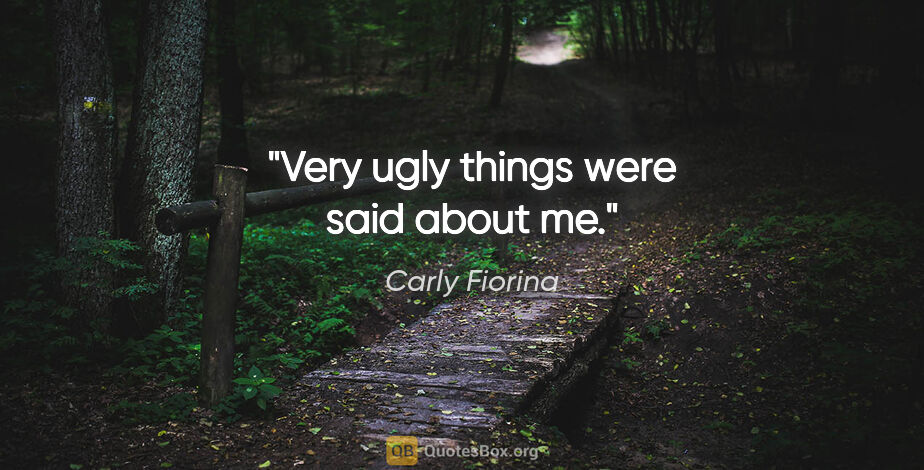 Carly Fiorina quote: "Very ugly things were said about me."