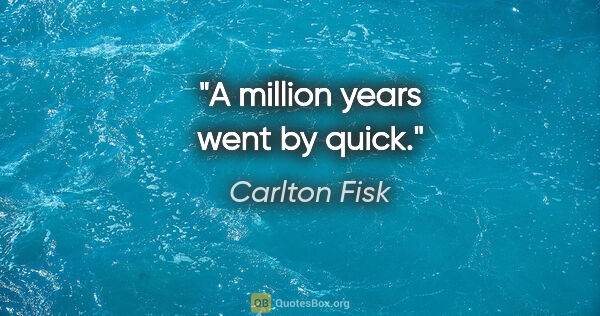 Carlton Fisk quote: "A million years went by quick."