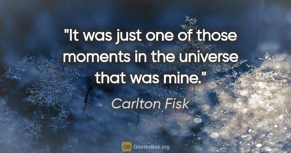 Carlton Fisk quote: "It was just one of those moments in the universe that was mine."