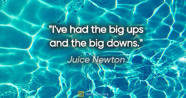 Juice Newton quote: "I've had the big ups and the big downs."