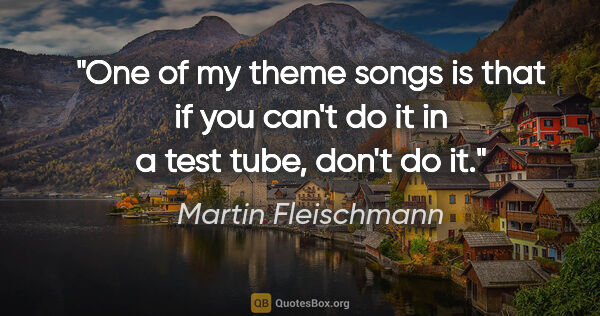 Martin Fleischmann quote: "One of my theme songs is that if you can't do it in a test..."