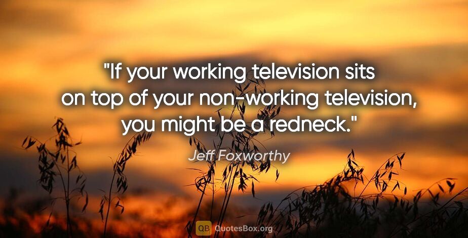 Jeff Foxworthy quote: "If your working television sits on top of your non-working..."