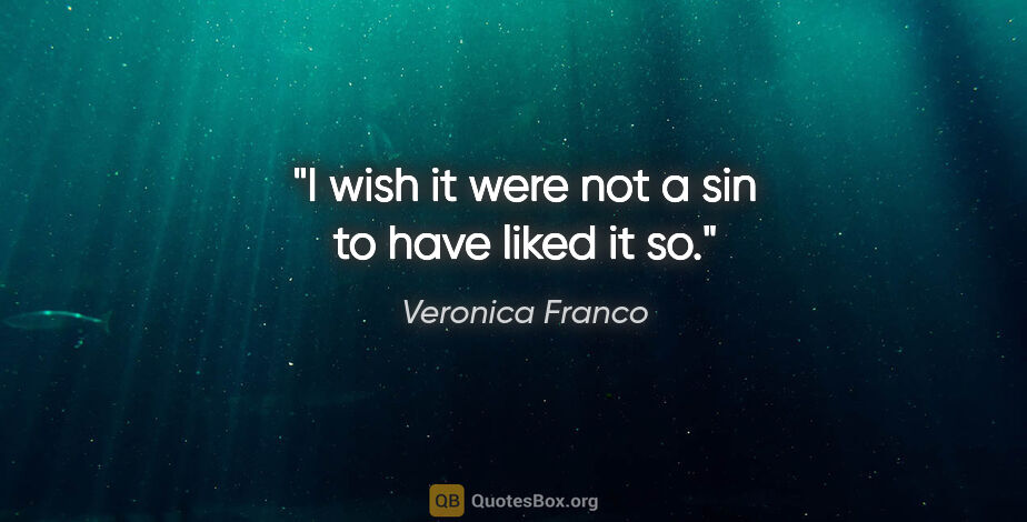 Veronica Franco quote: "I wish it were not a sin to have liked it so."